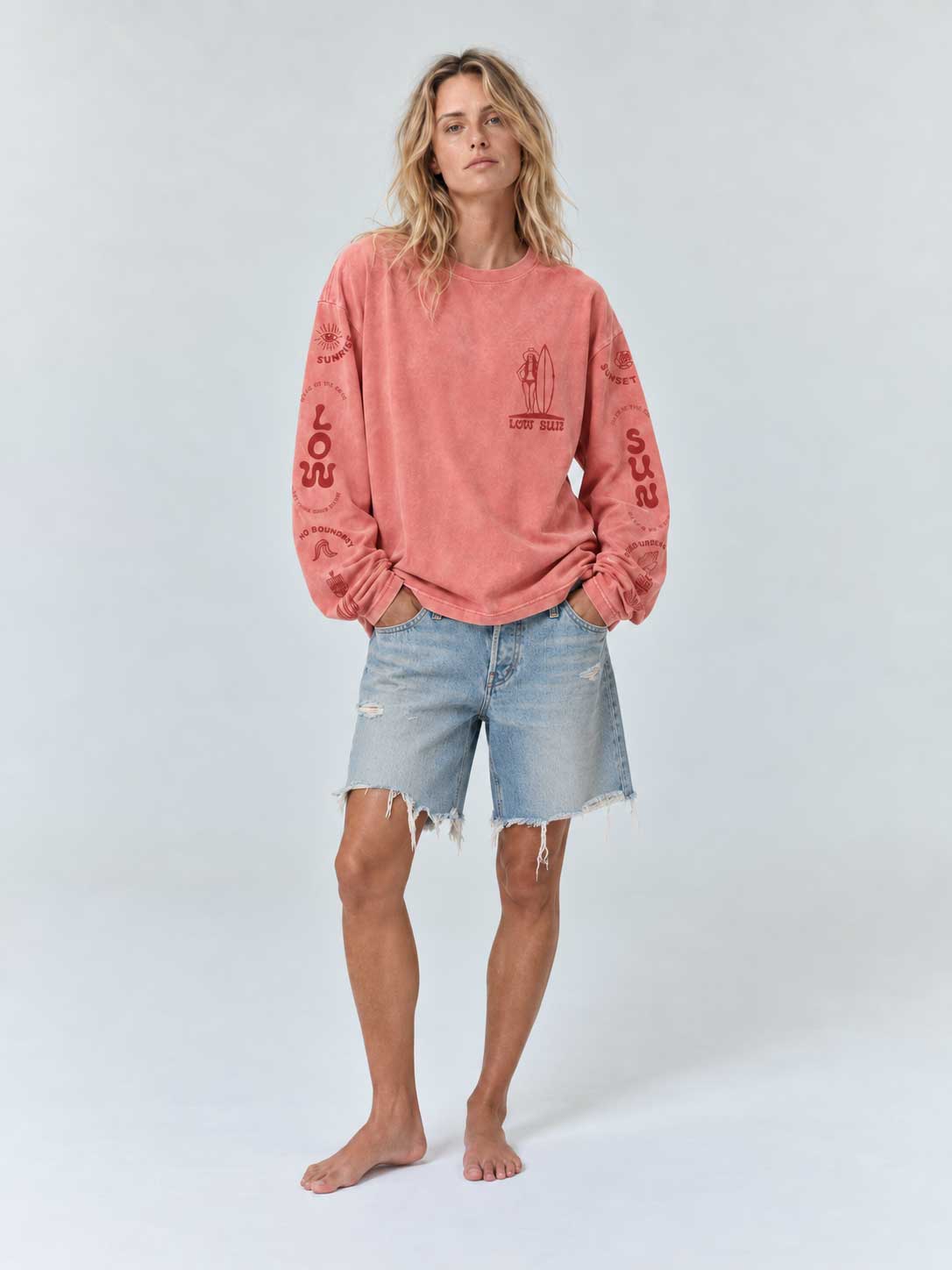 Lady Liberty Long Sleeve T-shirt - Dusty Rose