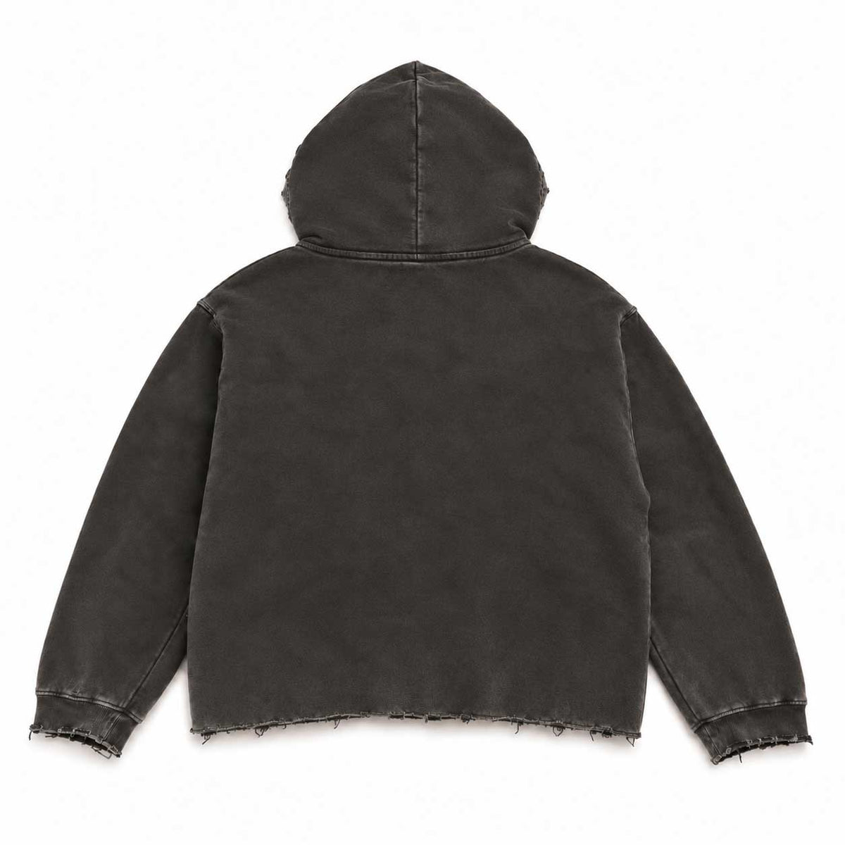 Distressed Crop Pullover Hoodie - Vintage Charcoal
