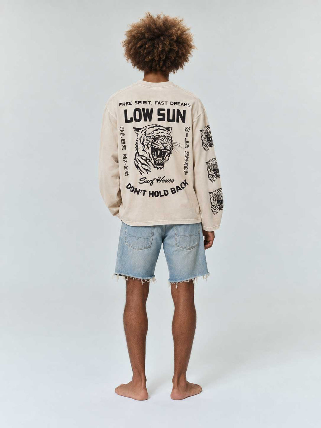 Tiger Horizon Long Sleeve T-shirt - Bone