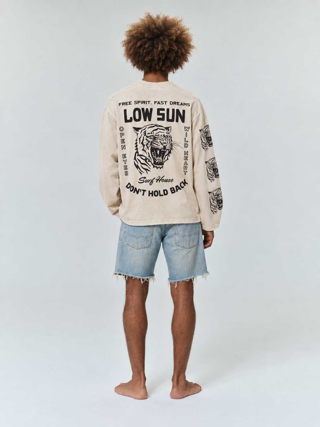 Tiger Horizon Long Sleeve T-shirt - Bone