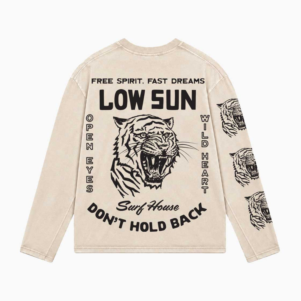 Tiger Horizon Long Sleeve T-shirt - Bone
