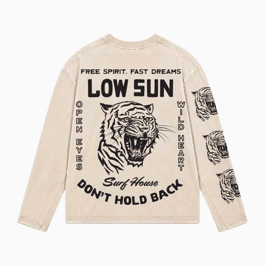 Tiger Horizon Long Sleeve T-shirt - Bone