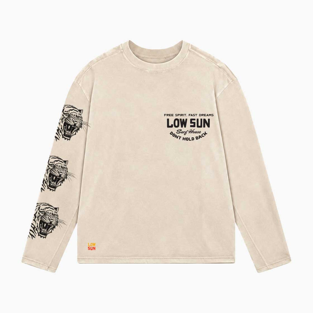 Tiger Horizon Long Sleeve T-shirt - Bone