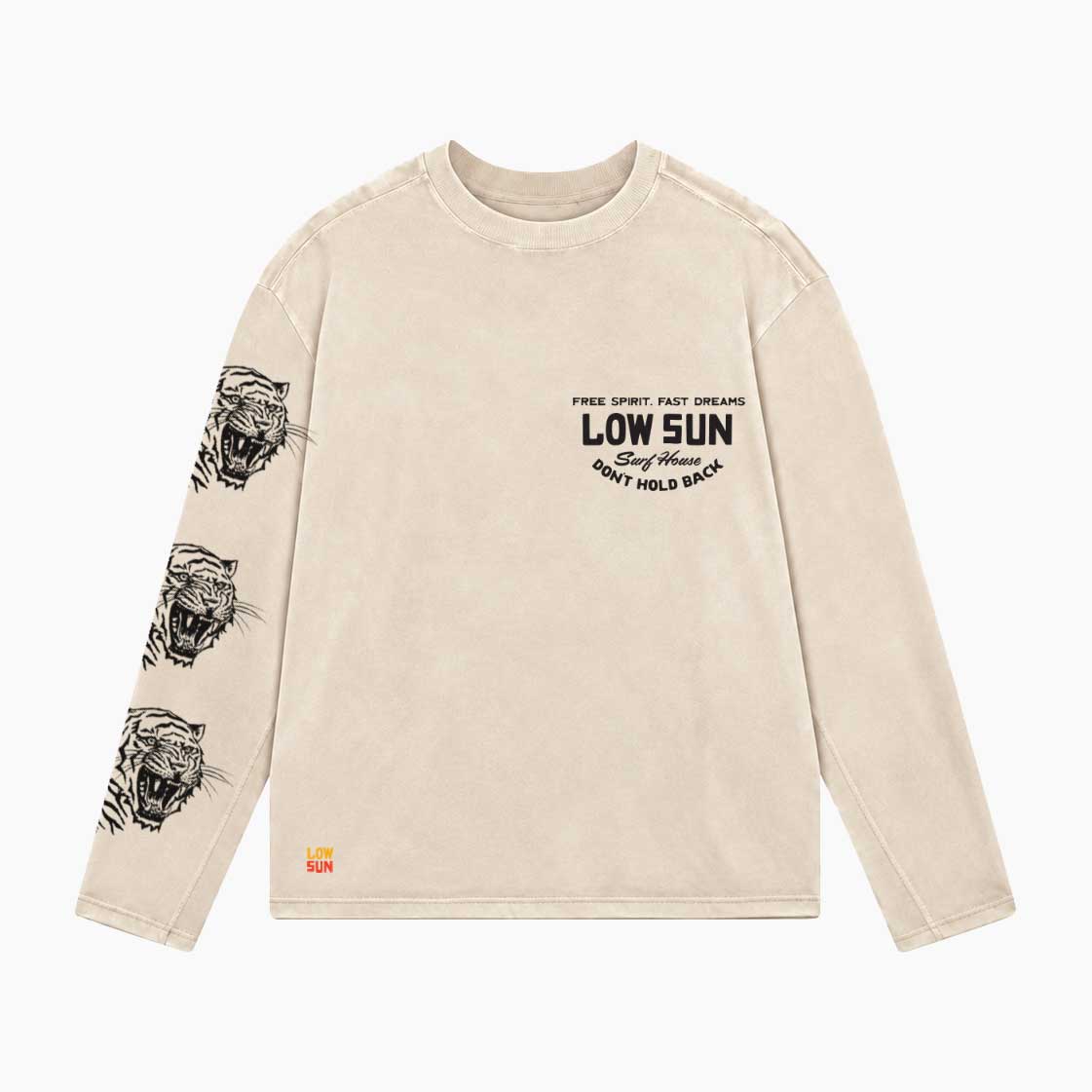 Tiger Horizon Long Sleeve T-shirt - Bone