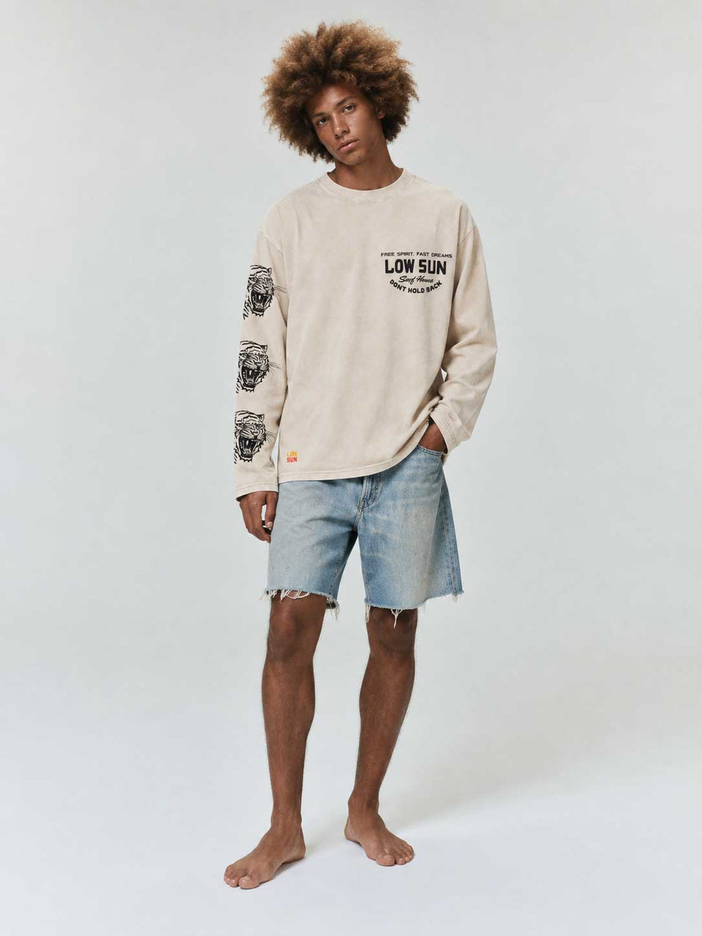 Tiger Horizon Long Sleeve T-shirt - Bone