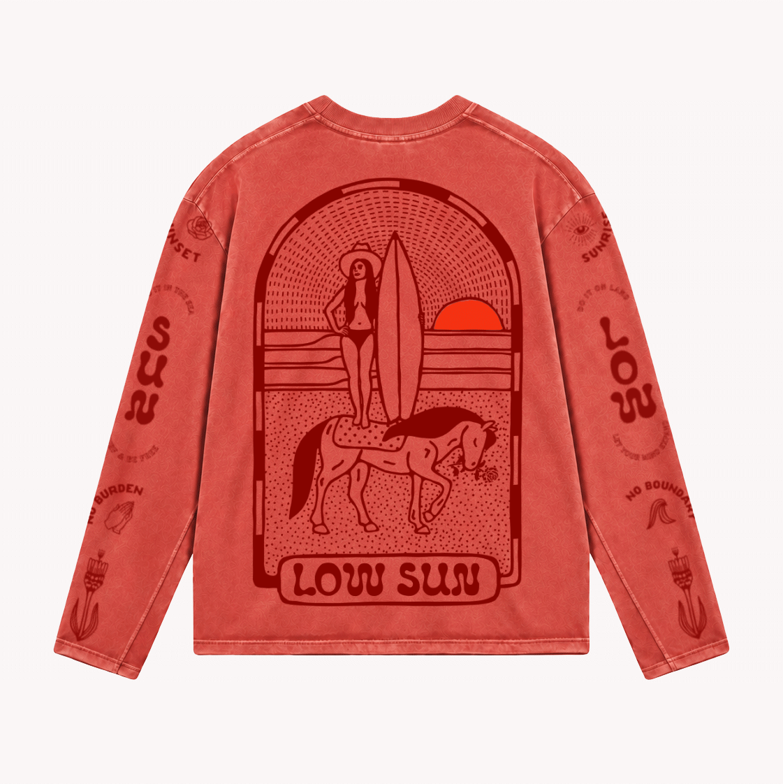 Lady Liberty Long Sleeve T-shirt - Washed Red
