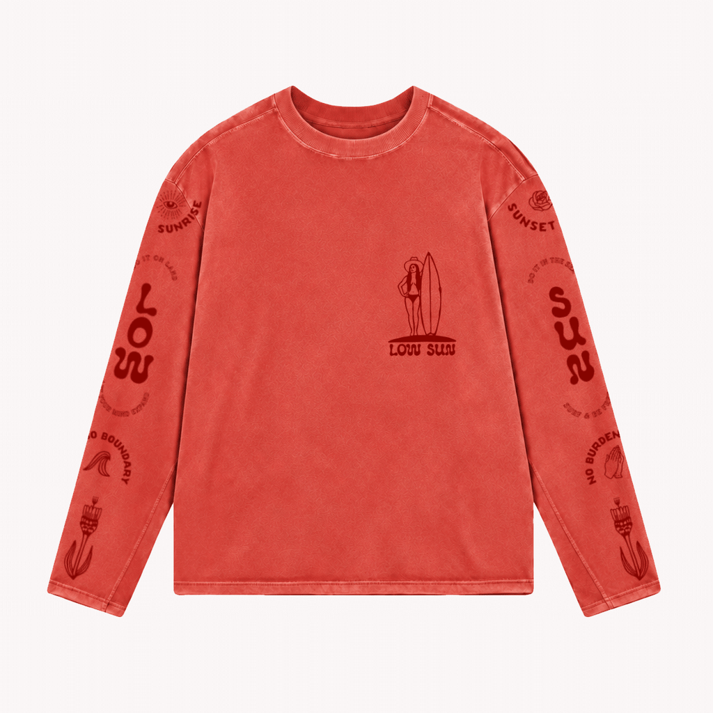 Lady Liberty Long Sleeve T-shirt - Washed Red