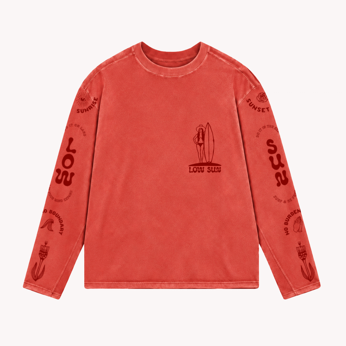 Lady Liberty Long Sleeve T-shirt - Washed Red